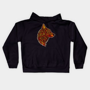 Wolf side profile design #3 - fire version Kids Hoodie